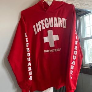 Red Lifeguard Hoodie, Size Large, from Indian Rocks Beach, Florida